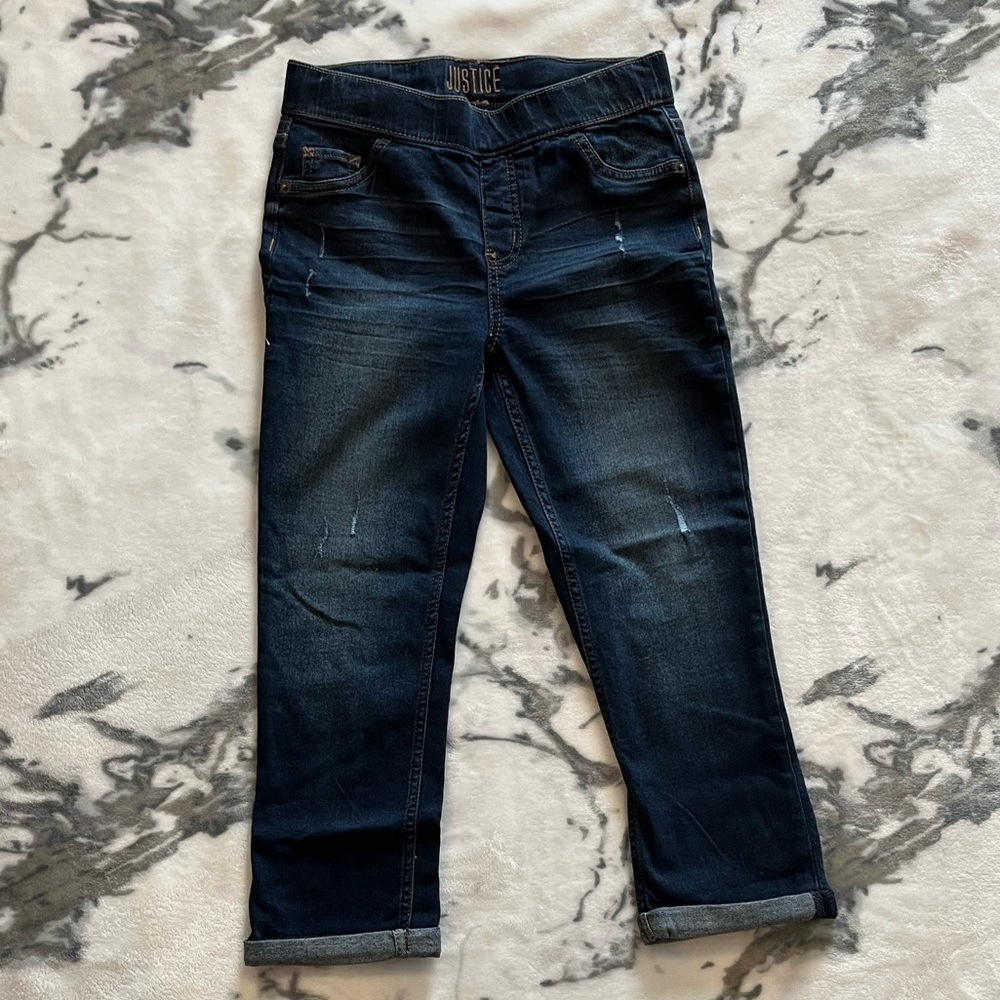 Justice Cropped Denim Stretch Pants